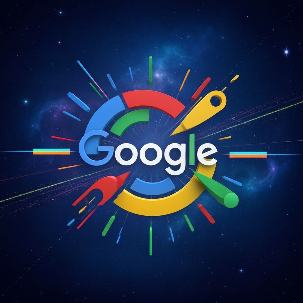 Futuristic Google Logo with Neon Cosmic Design