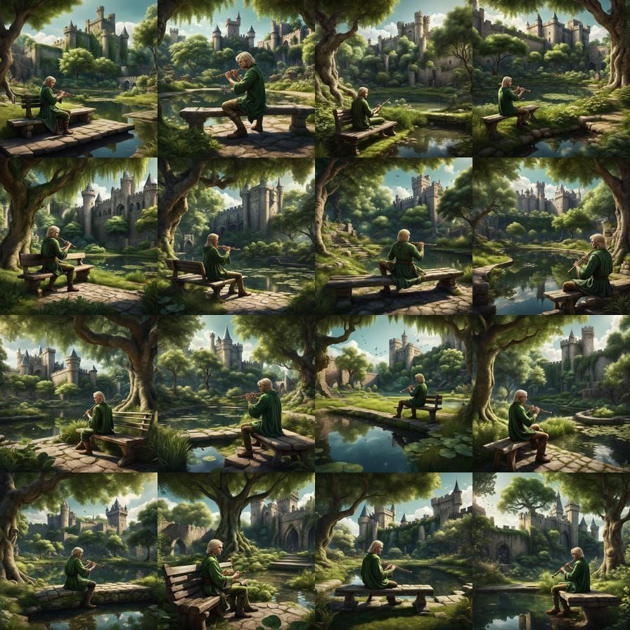 Youthful Bard in a Magical Garden Sanctuary