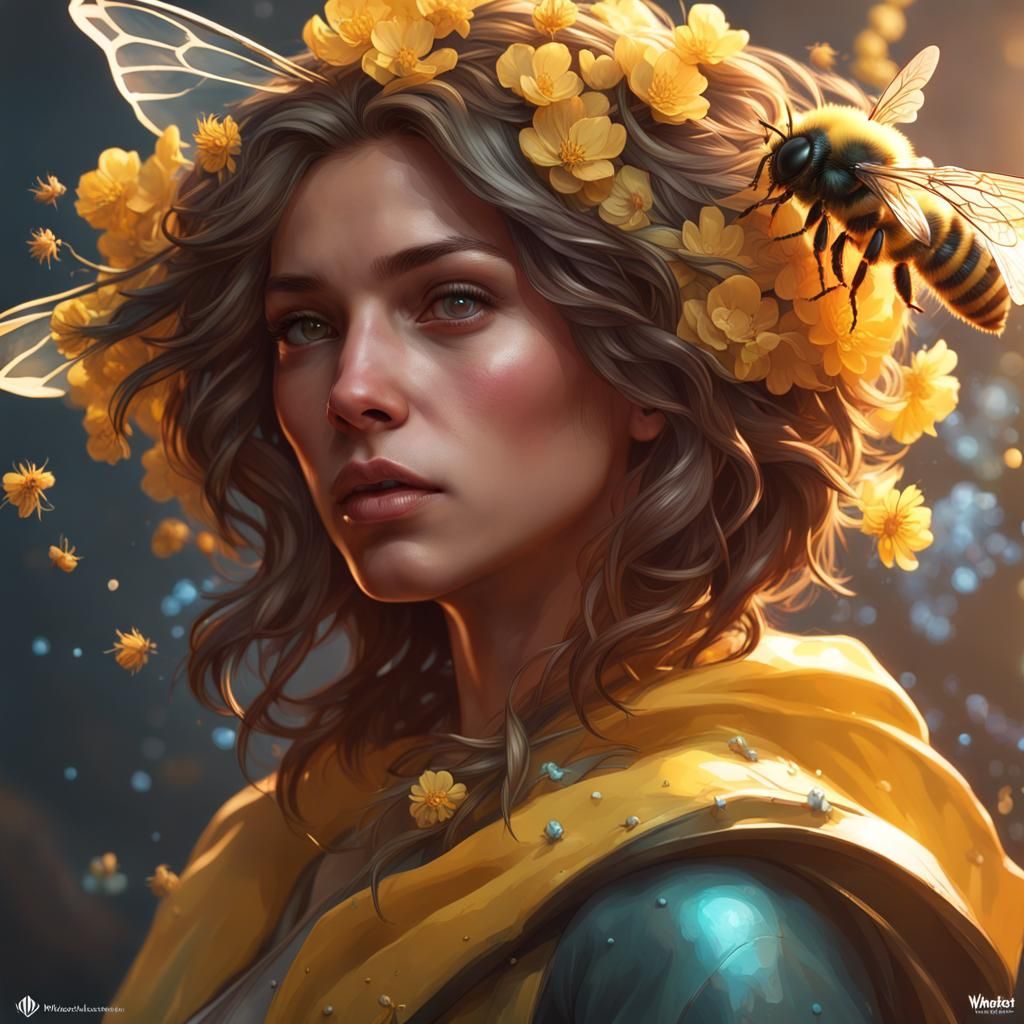 Detailed Bee Portrait in Unreal Engine Style