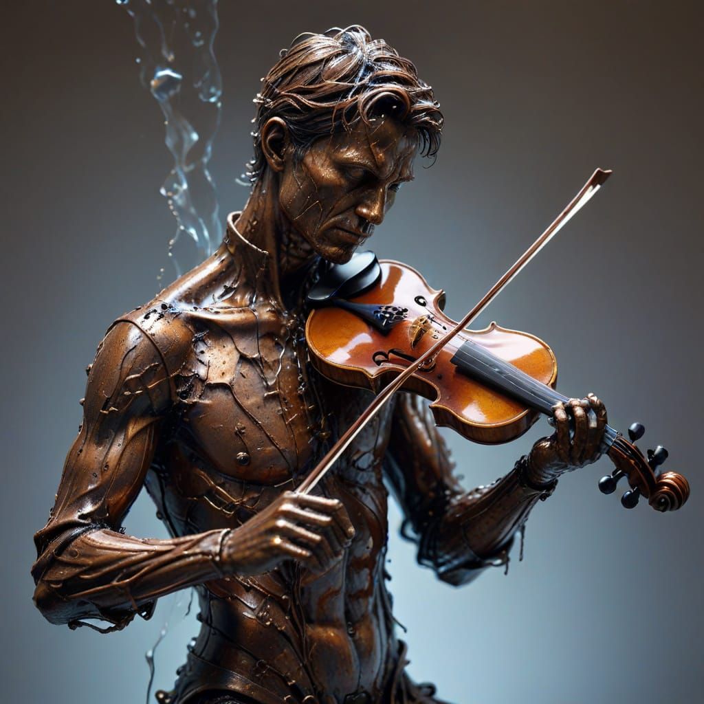 Liquid Crystal Figure Playing Rusty Violin