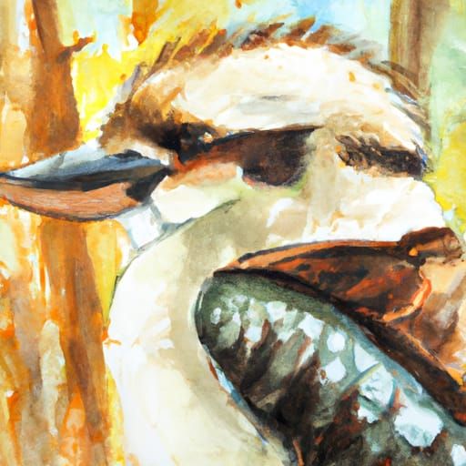 Kookaburra Portrait in Watercolor with Australian Tonalism