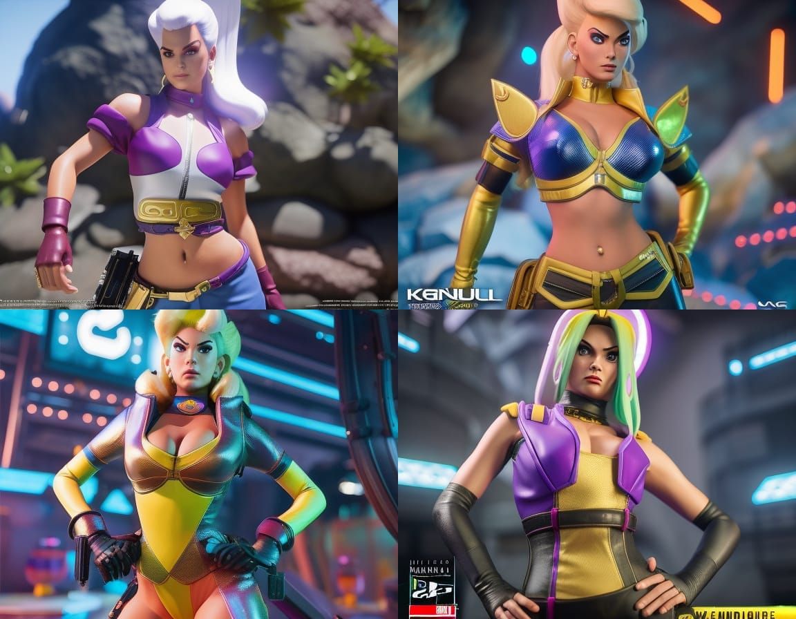 Margo Robbie as a 32 bit video game Character : Nina Williams, character design and Game designer by Kinu Nishimura and ...