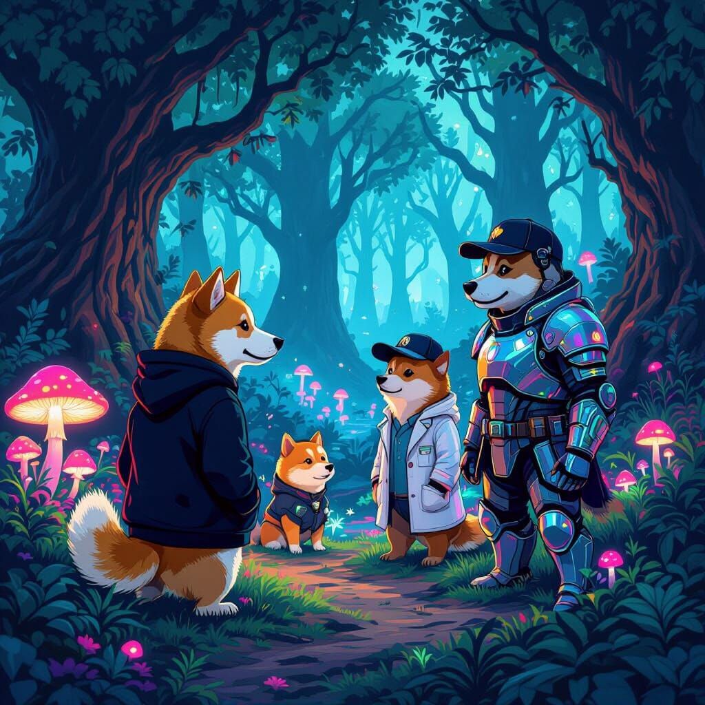 Magical Forest Adventure with Hacker Doge and Friends