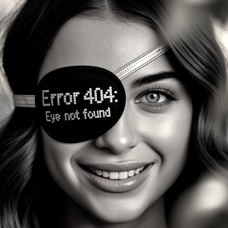 Mysterious Woman in Elegant Eyepatch, Golden Hour Glow