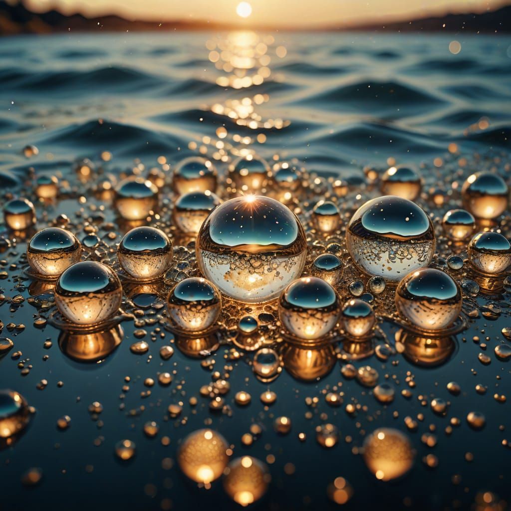 Light Reflects on Crystal Water in Surreal Macro Photo