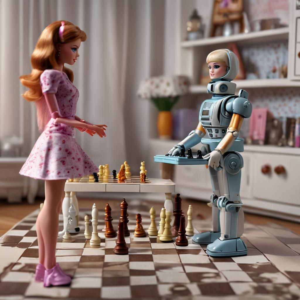 Robot and Barbie Play Chess in Dreamhouse