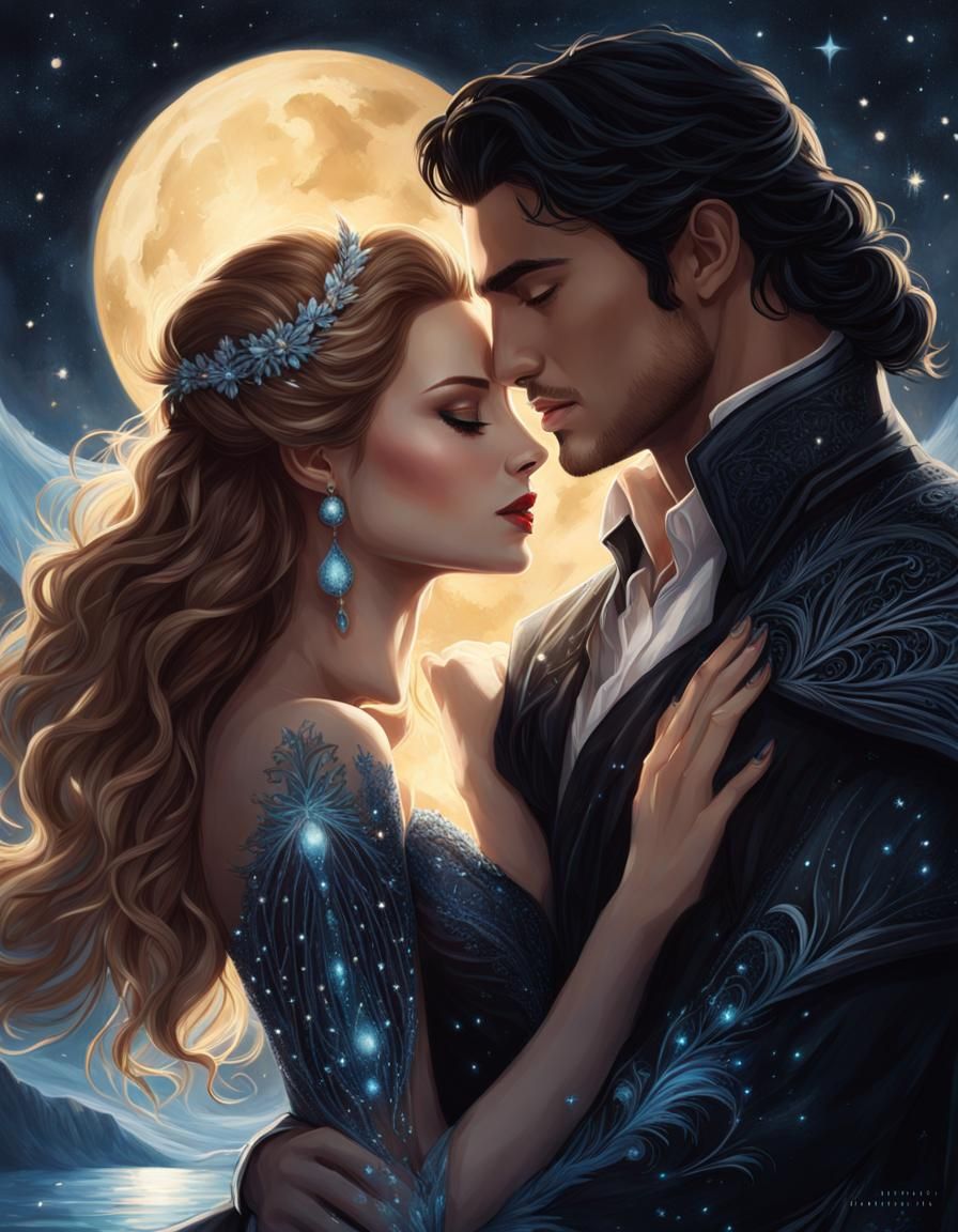 Lovers Gazing: Starlight Gown and Dark Attire