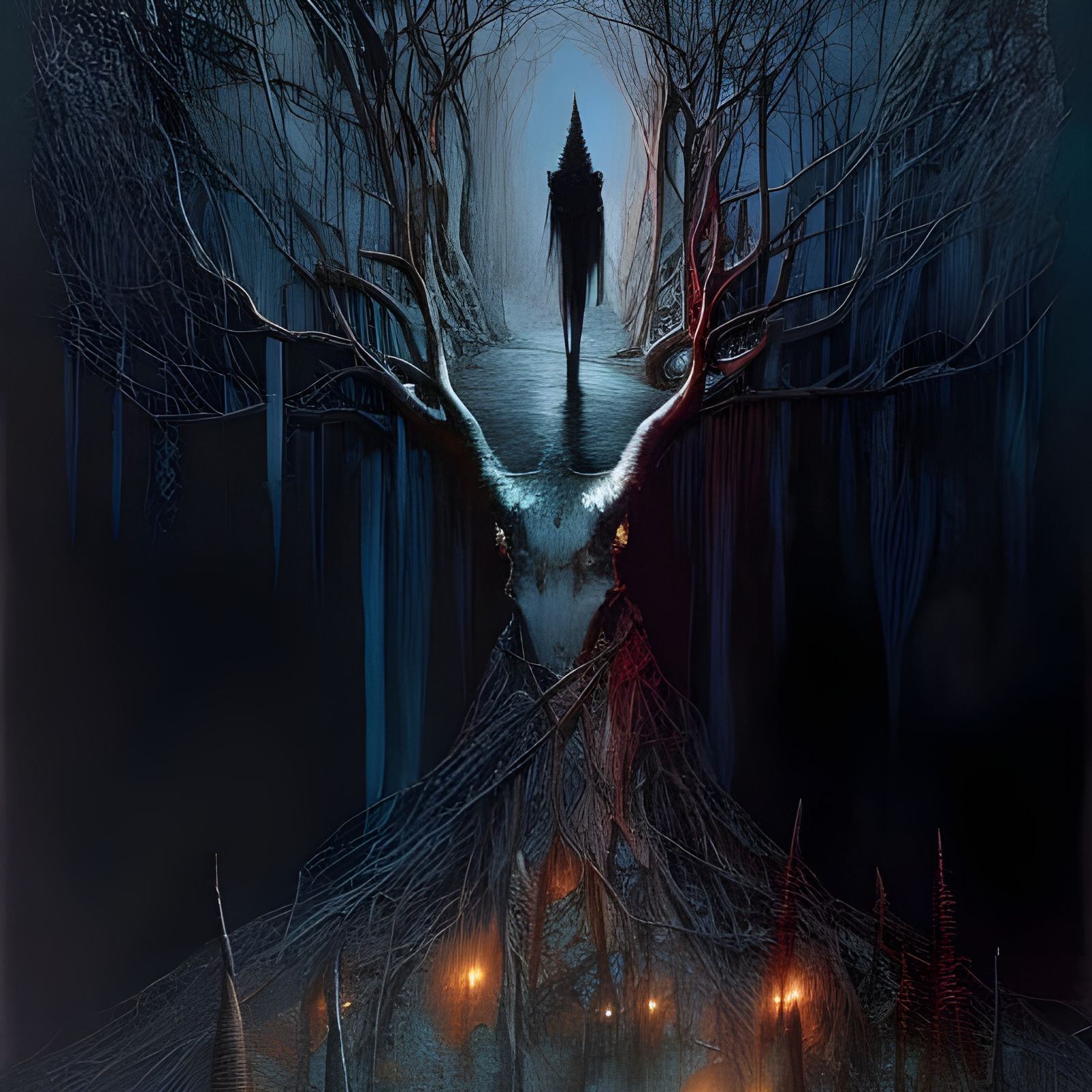 Dark Altar in Haunted Forest: Occult-Inspired Art