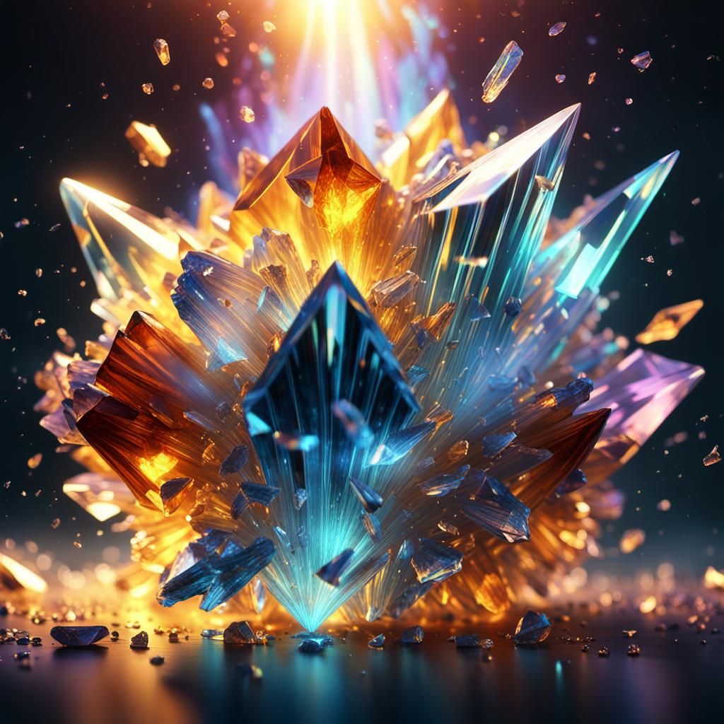 Magical Crystal Explosion in Detailed Fantasy Art