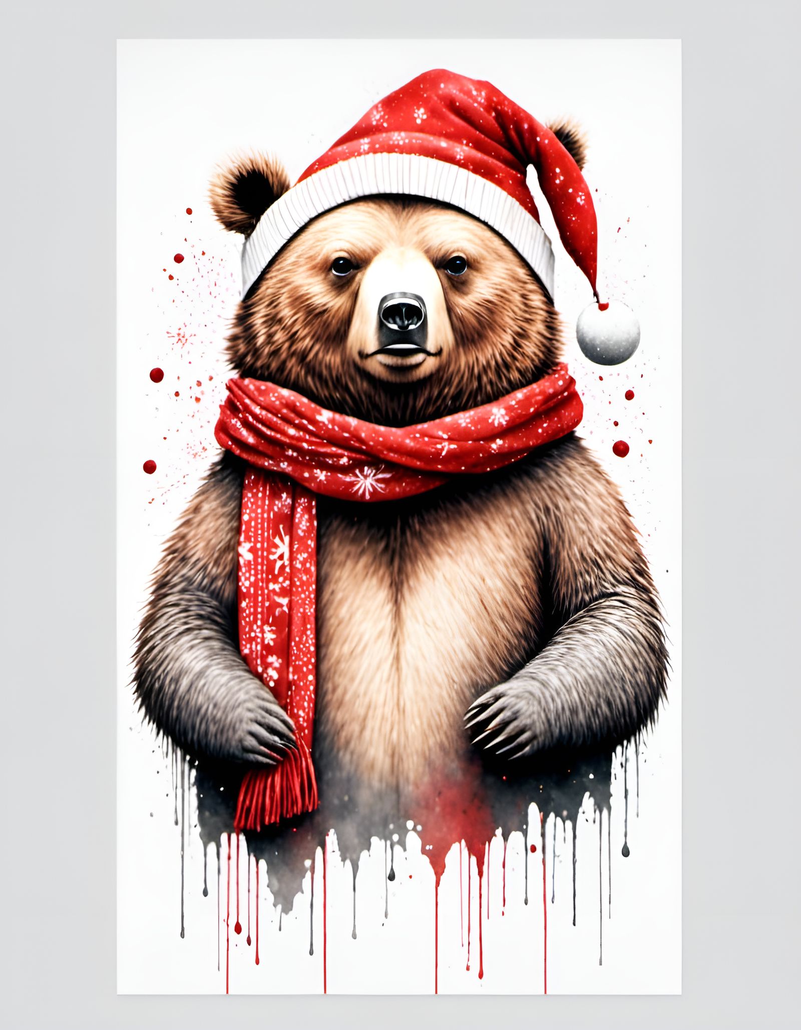 Cute Christmas Bear in Scandi Boho Style