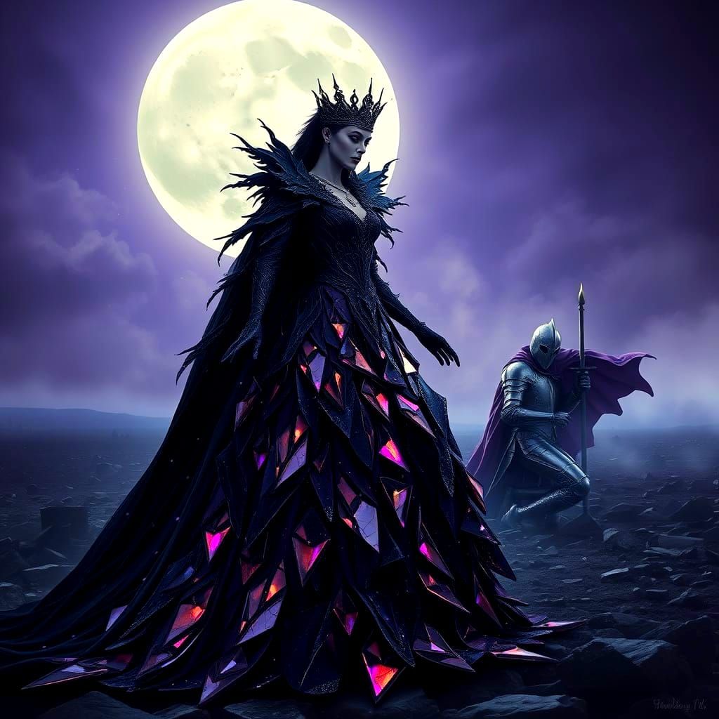 Majestic Vampire Queen in Shimmering Glass Gown