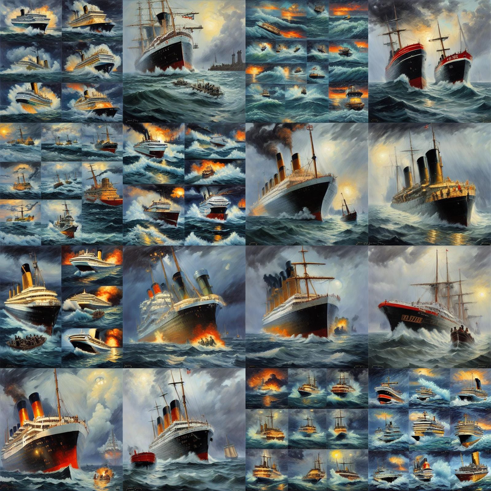 Ferry Sinking in Anime Key Visual Style