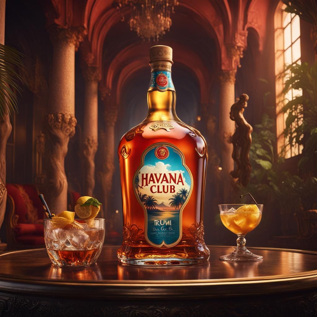 Surreal Havana Club Rum Bottle in Dalí Style