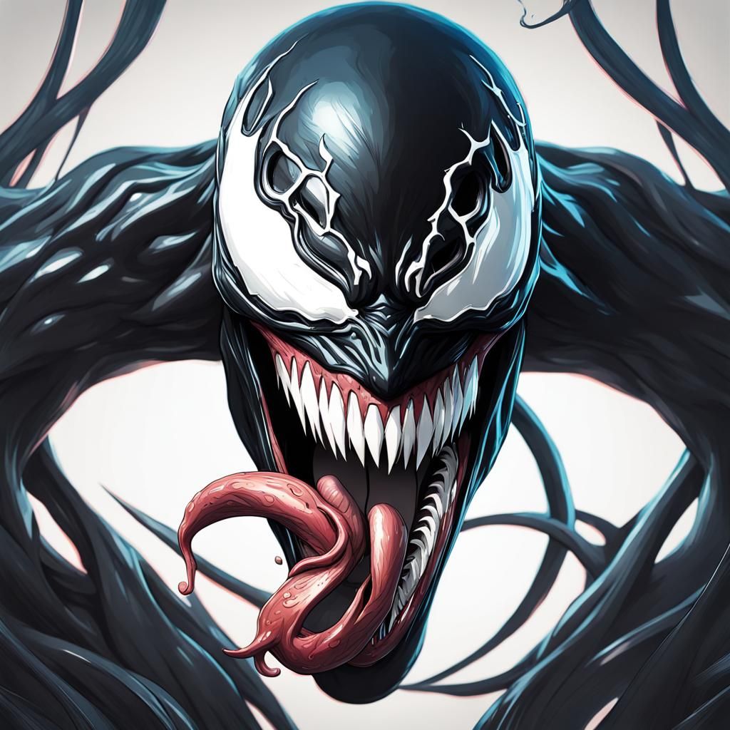 Detailed Venom Portrait in Art Nouveau Style