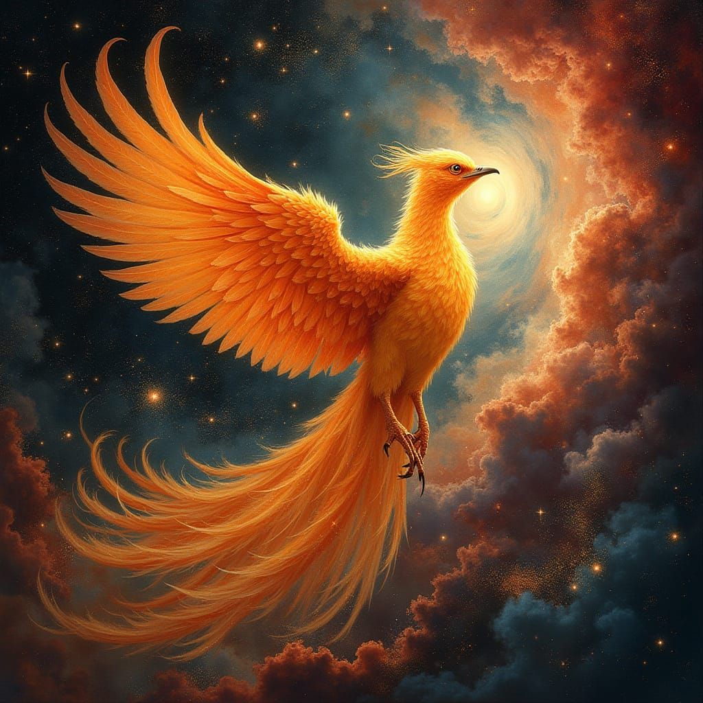 Ethereal Phoenix Ignites Celestial Vortex
