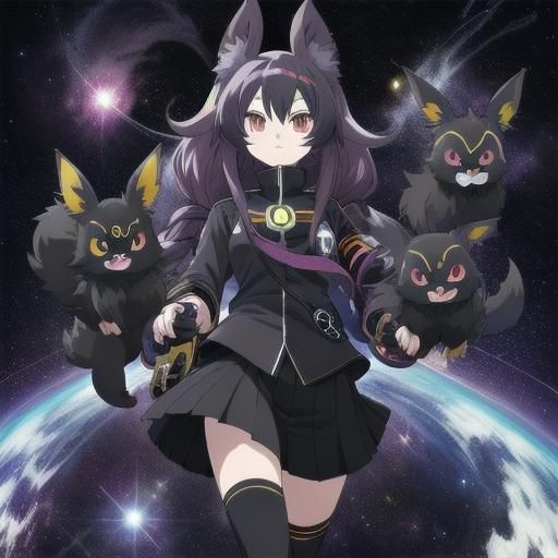 Anime Girl in Space School Uniform