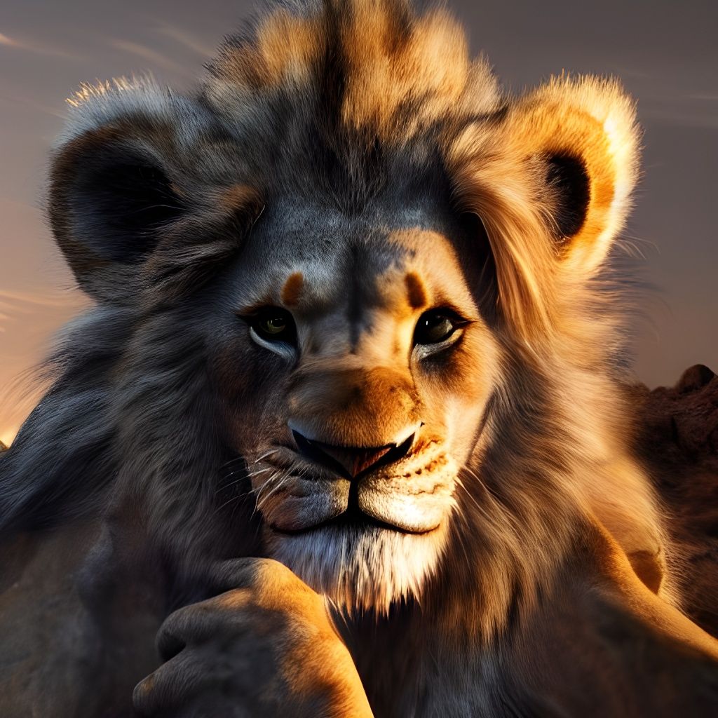 Hyperrealistic Lion Warrior in Inferno Fire