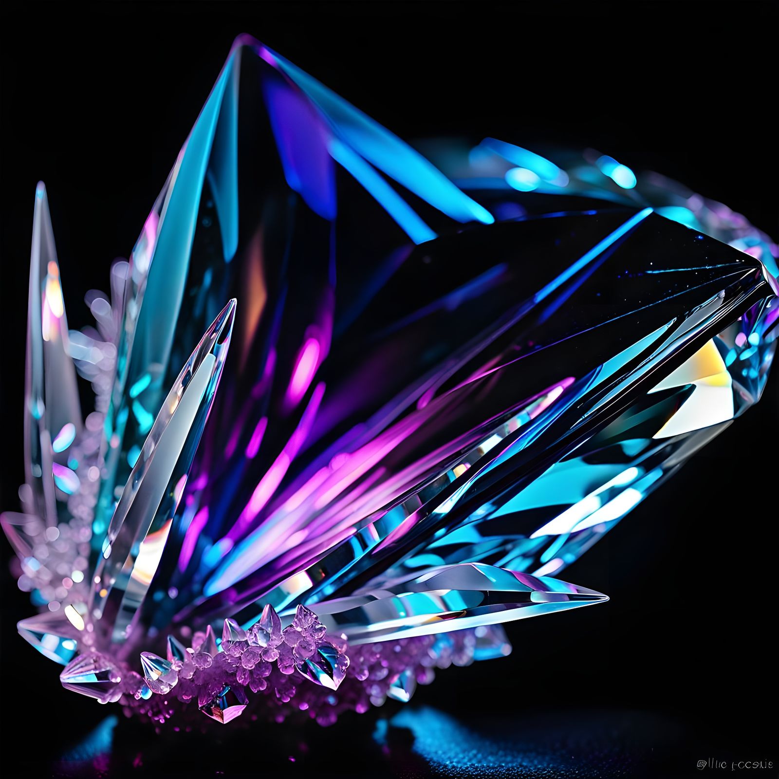 Glowing Crystal on Black Background