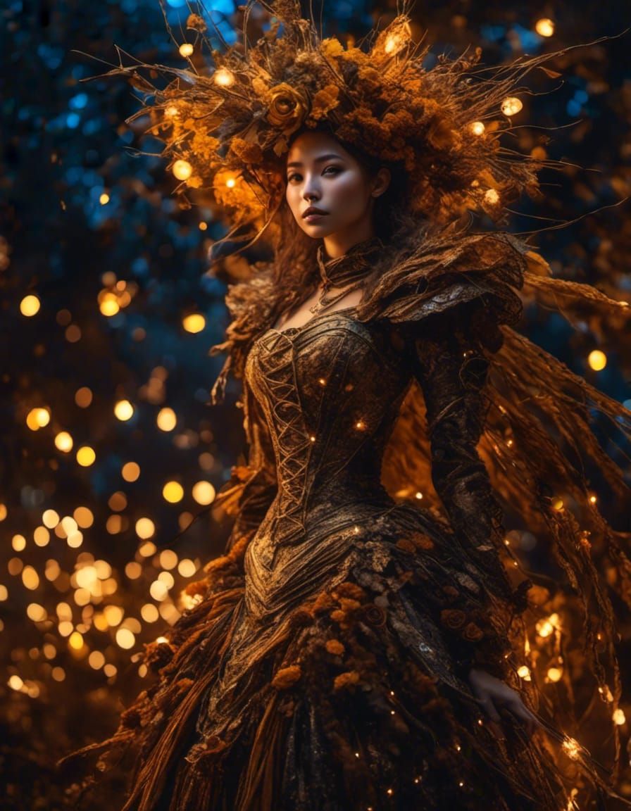 Glittery Fantasy Scarecrow Warrior in Spray Paint Art