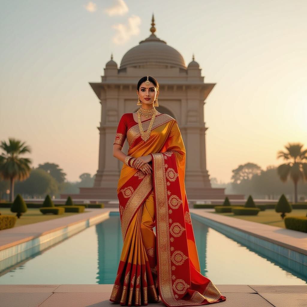 Woman in Saree at VISARGA Bharat Monument