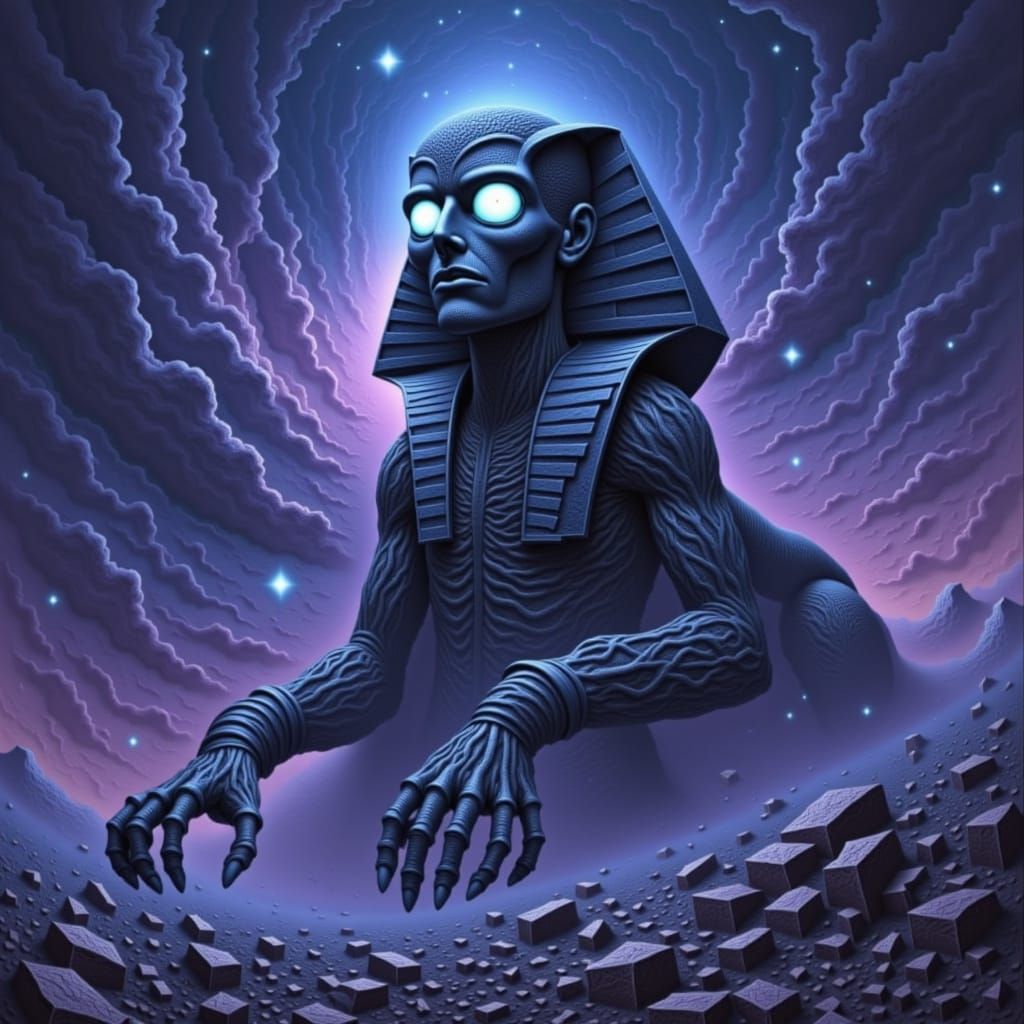 Comic Horror Entity Drifting Through Nebula