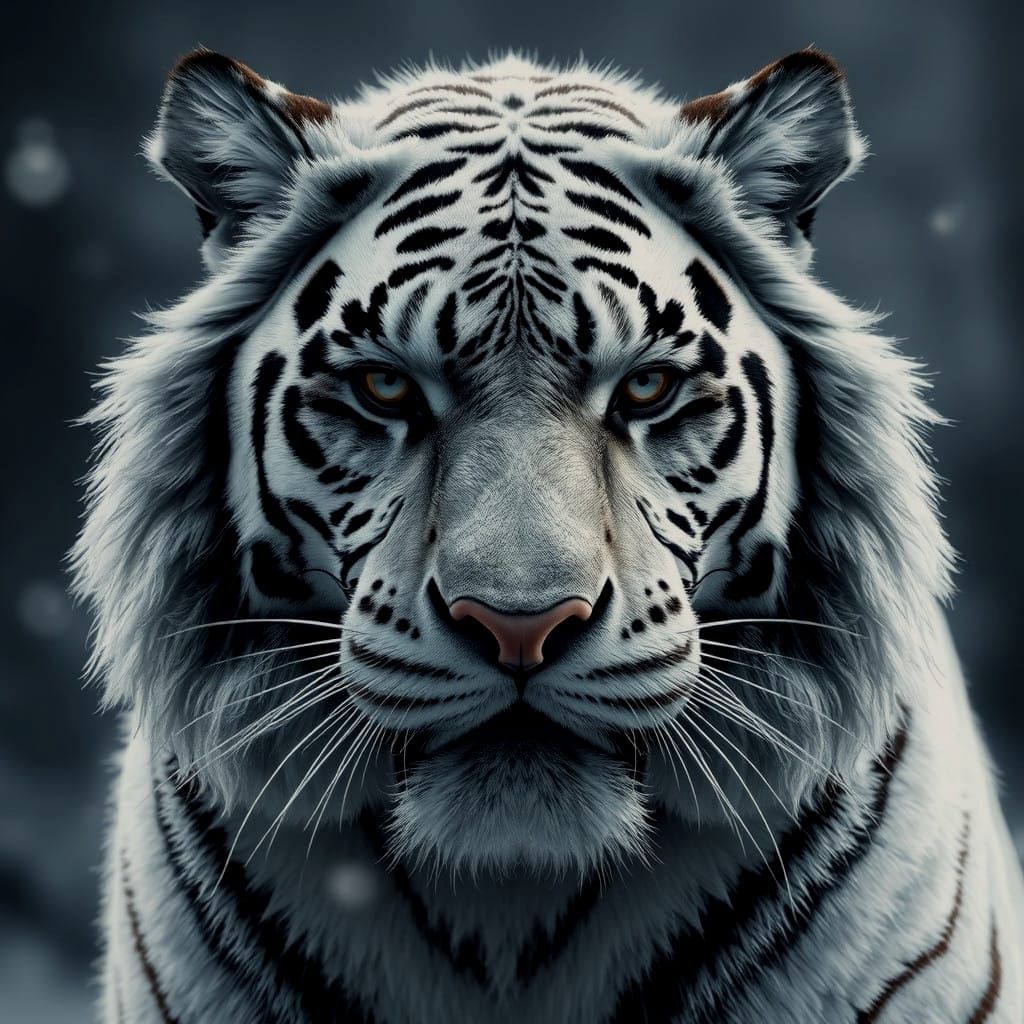 Snow Tiger in Photorealistic 3D Anime Art Style