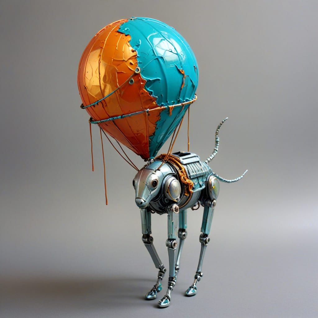 Surreal Bionic Animals in a Scrap Metal Balloon