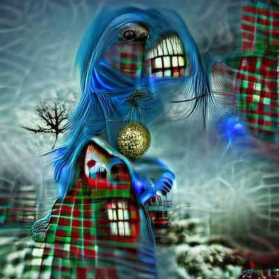 Christmas Nightmare with Blue Boogeyman in HDR
