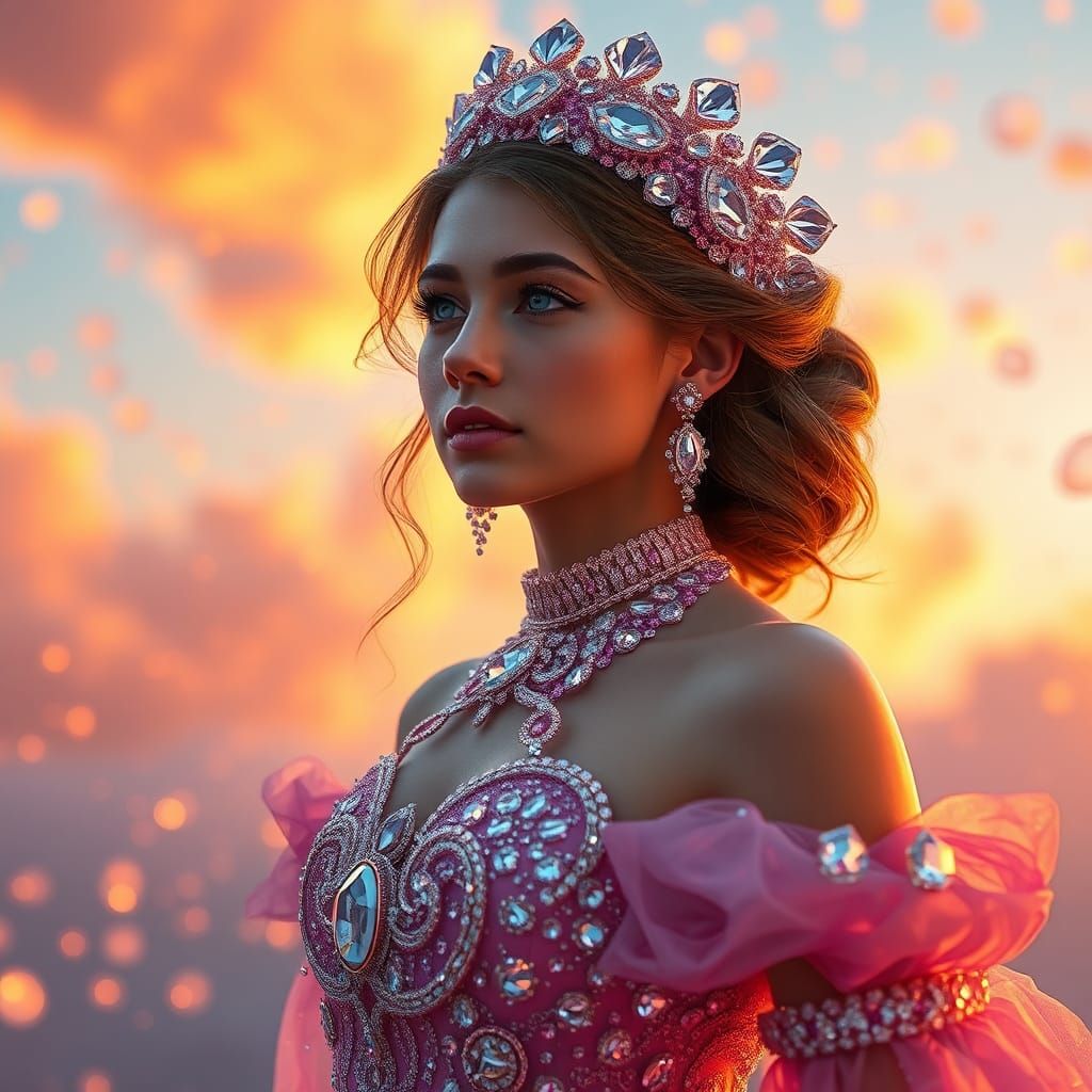 Diamond Gown Under Diamond Sky: Fantasy Concept Art