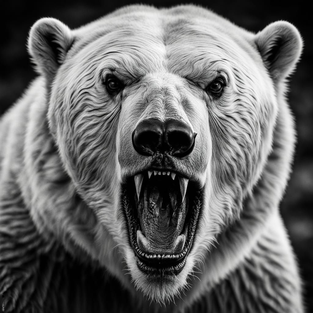 Majestic Polar Bear in Cinematic Black-and-White