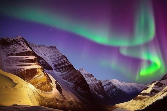 Spectacular Aurora Borealis Over Mountainscape