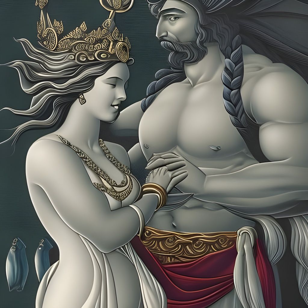 Poseidon and Mermaid Queen Detailed Art