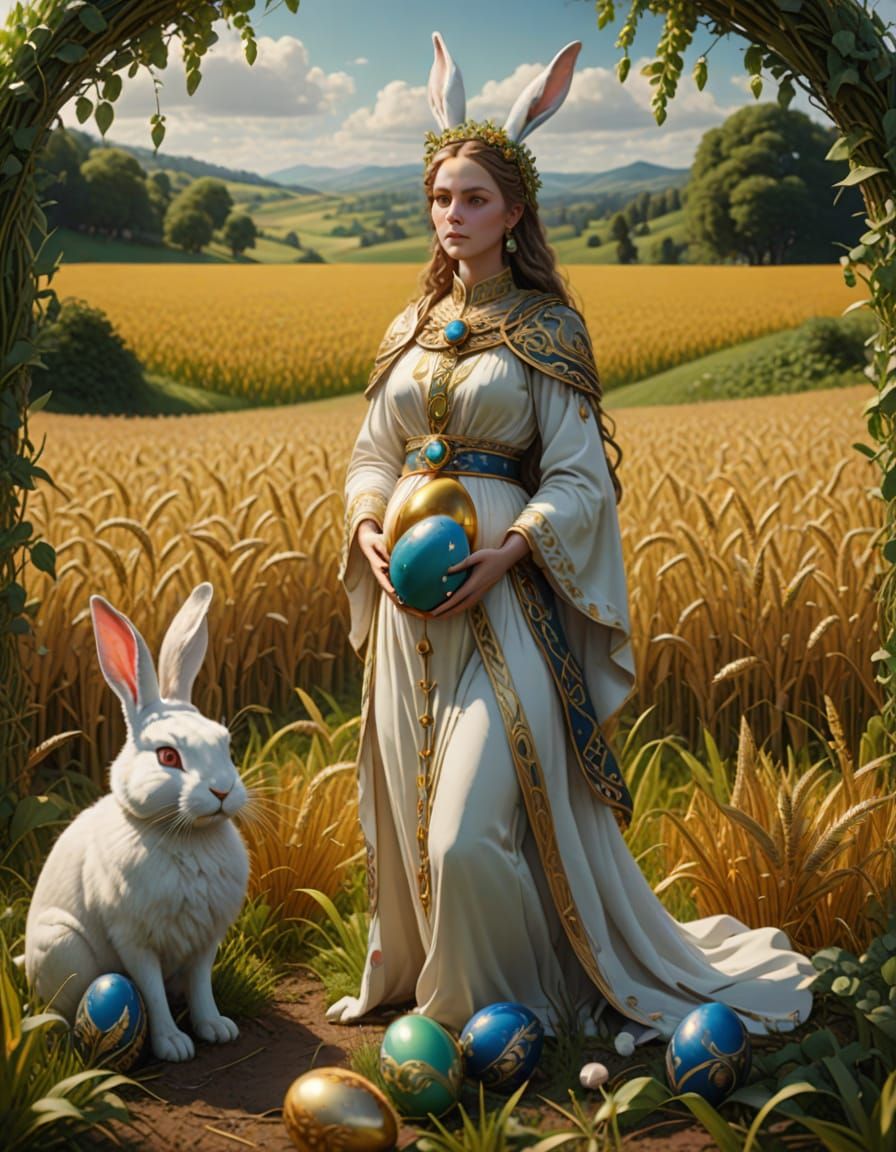 Fertile Goddess of Spring, Surrounded by Nature's Bounty