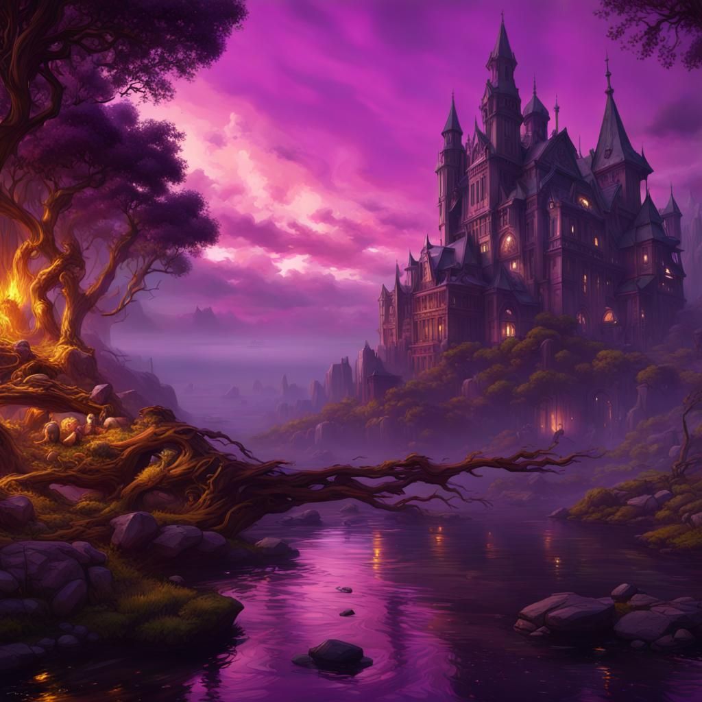 Purple Sky: Dark Fantasy Concept Art in 8K