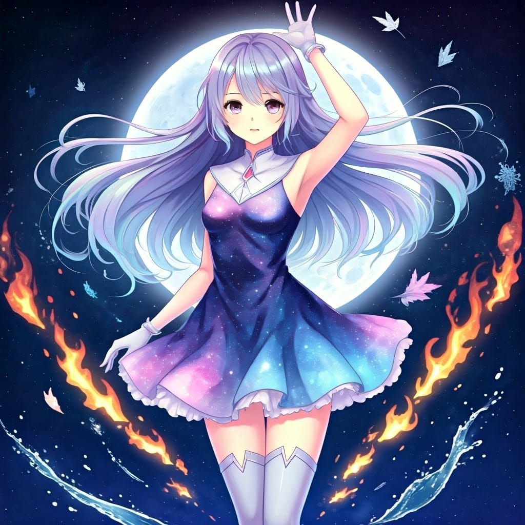 Cosmic Magical Girl in Vibrant Naoko Takeuchi Style