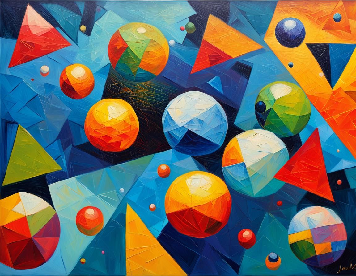Abstract Geometric Shapes in Impressionist Oil Painting