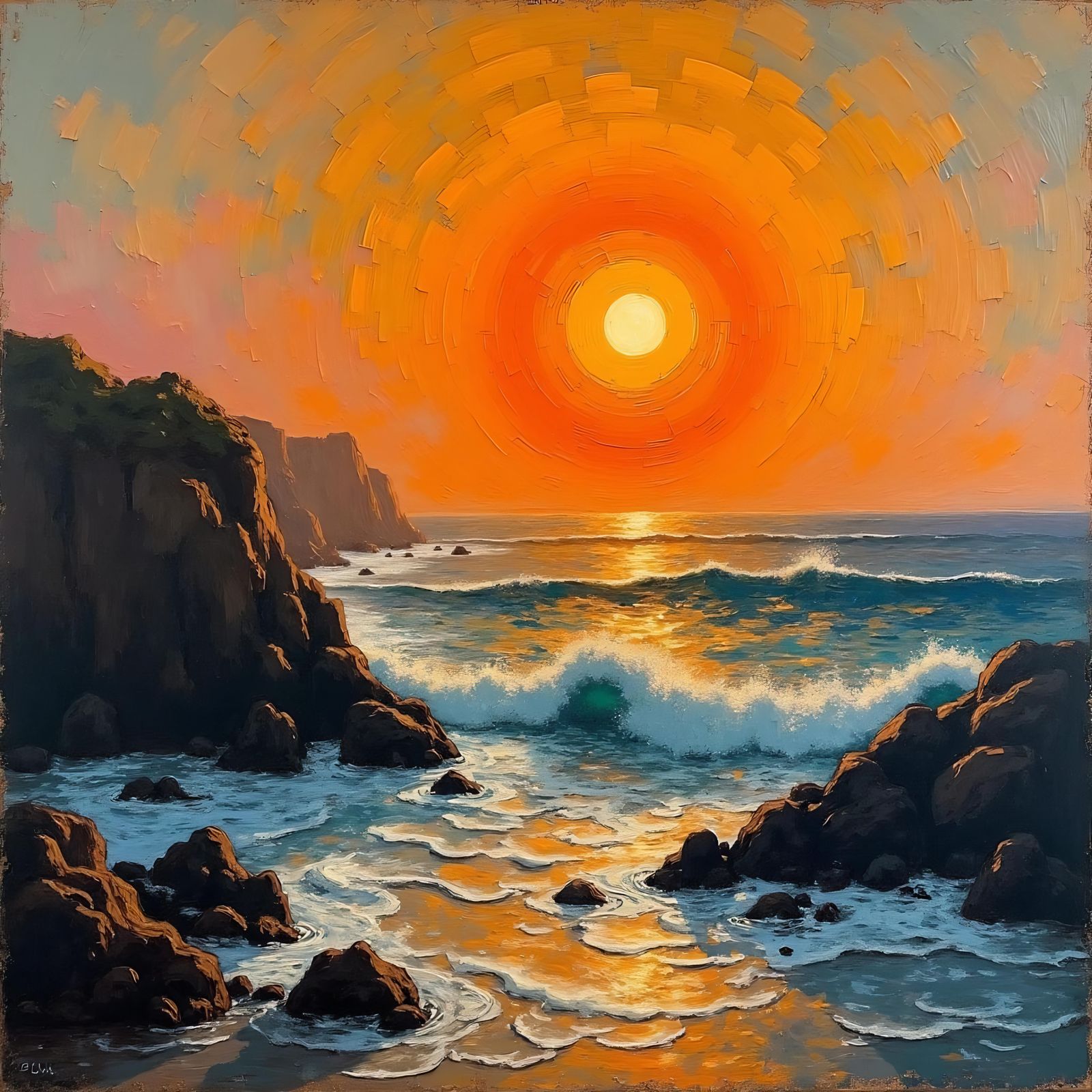 Expressionist Oceanside Landscape Painting