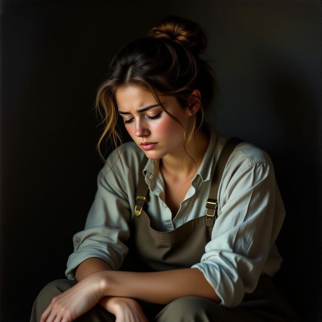 Weary Volunteer: Photorealistic Portrait of Compassion Fatig...