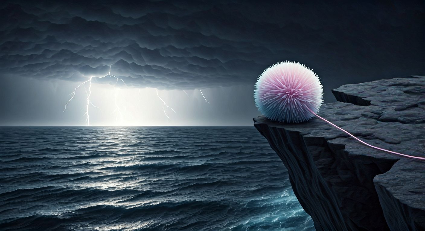 Pompom's Perilous Plight: Dark Fantasy Cliff Edge