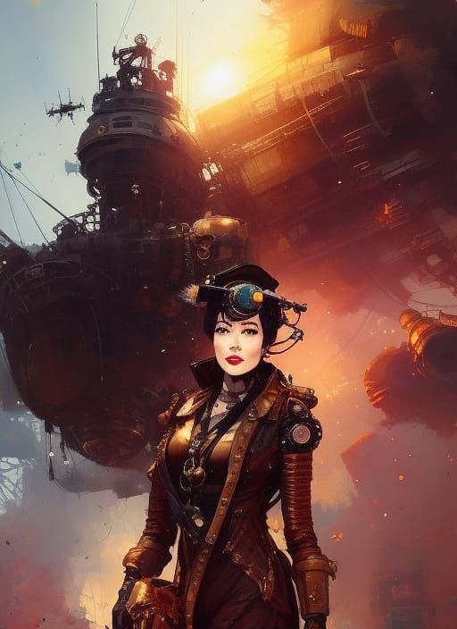 Steampunk Airship Pilot Portrait in Oil Paint