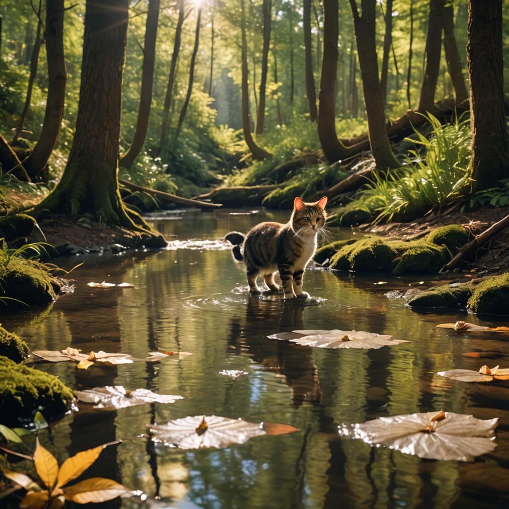 Cinematic Paper Boat on Forest Stream