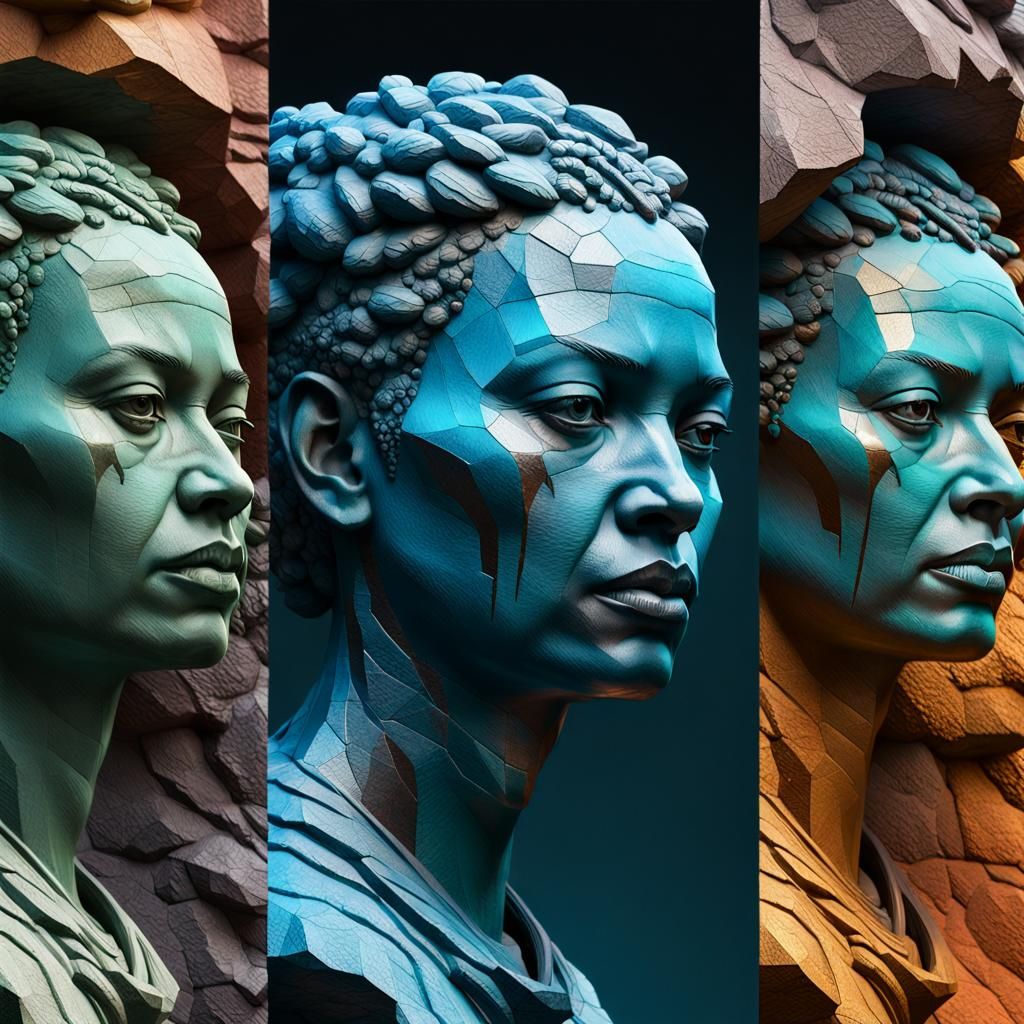 Hyperrealistic Art Statue on Cliffs in Cryengine Style