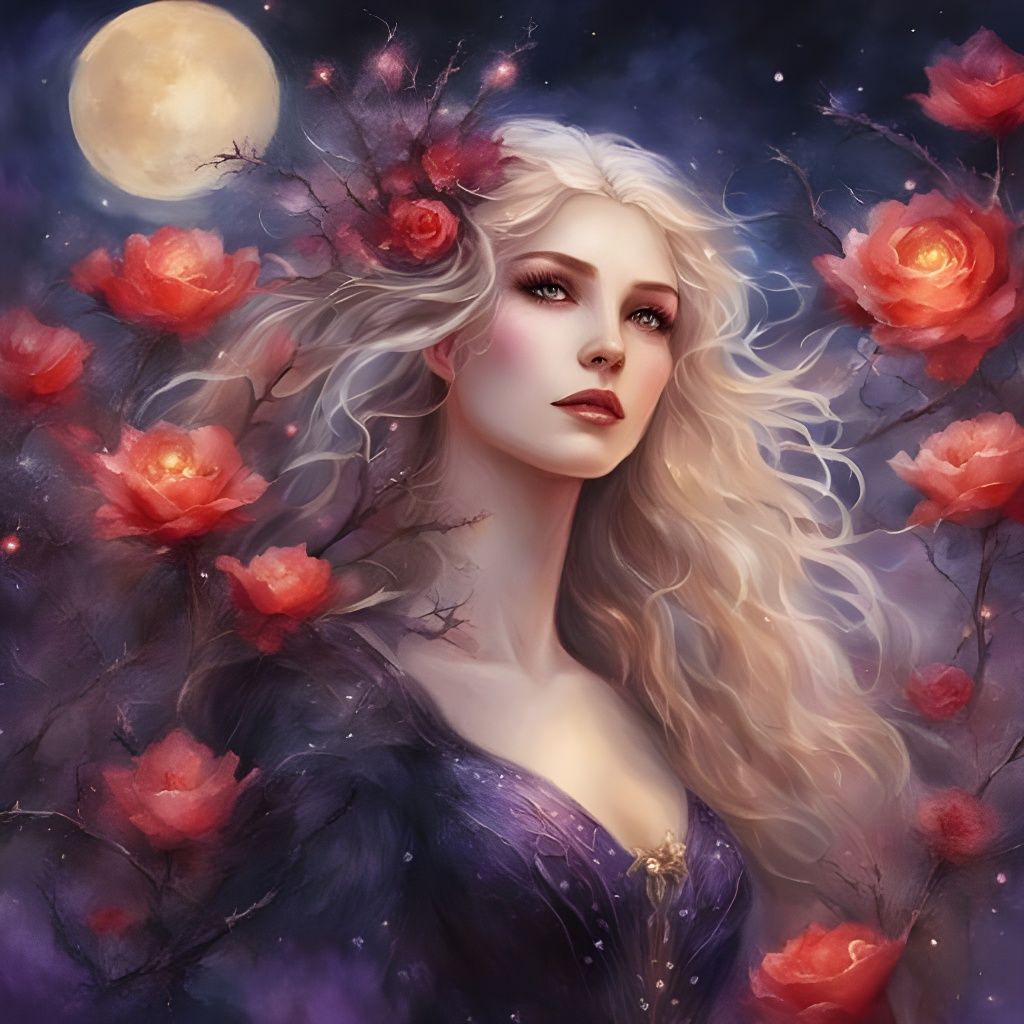 Gothic Enchantress Portrait in Watercolor Style