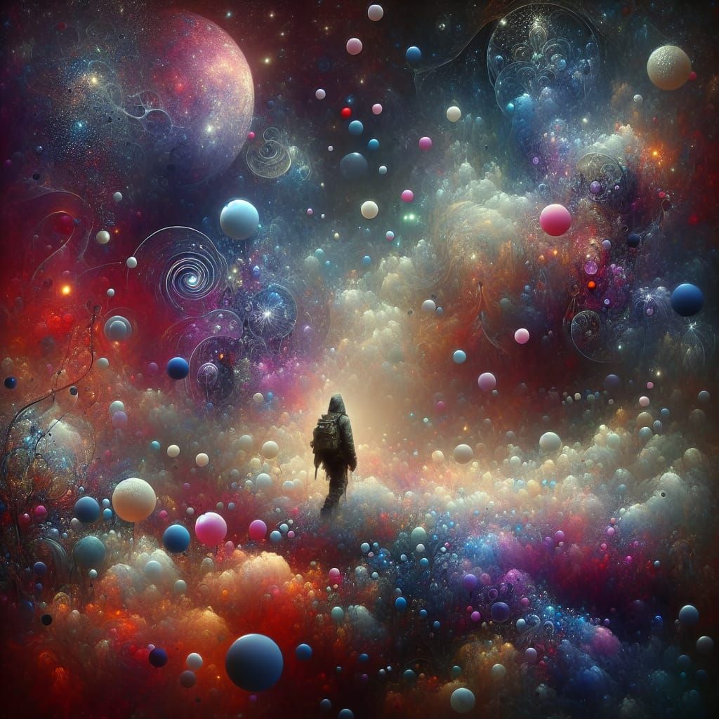 Ethereal Fantasy: Wanderer in a Bubble Goth Dream