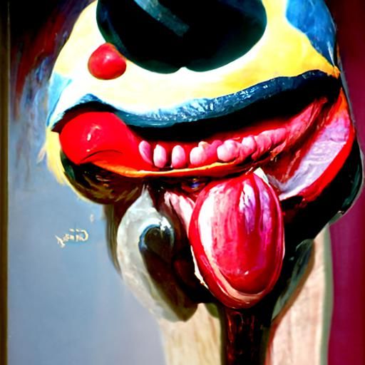 Clown in Erotic Pose, Oil Painting