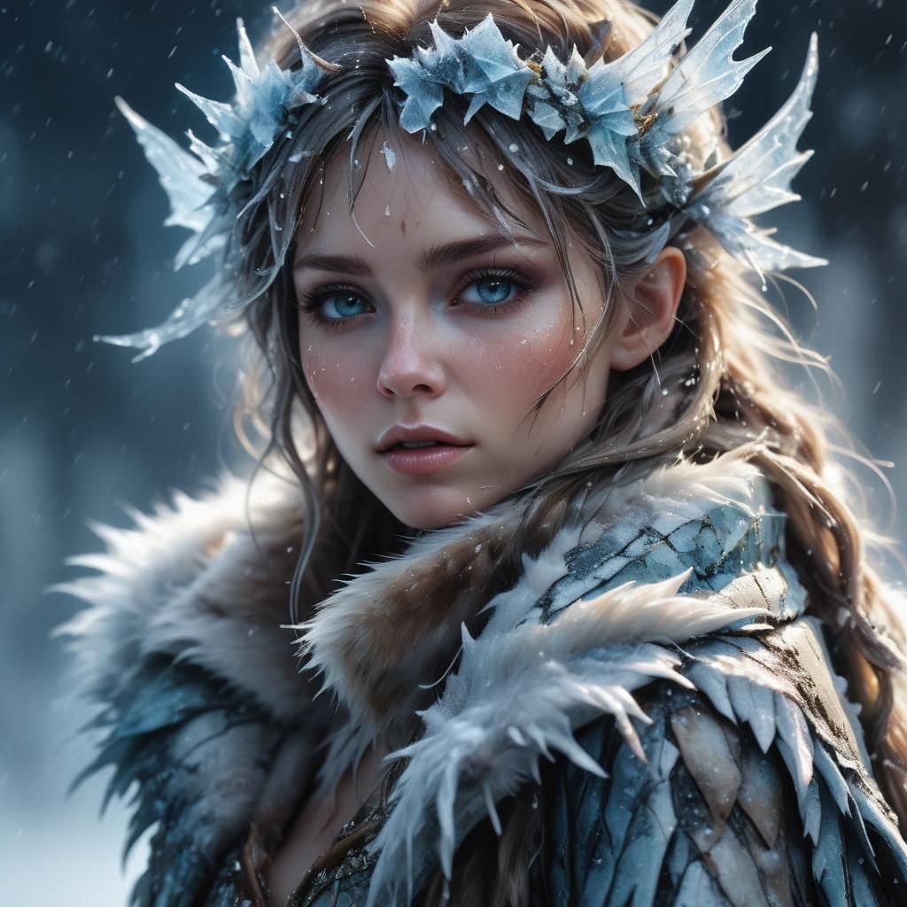 Ice Fairy in Snowstorm, Detailed Photography