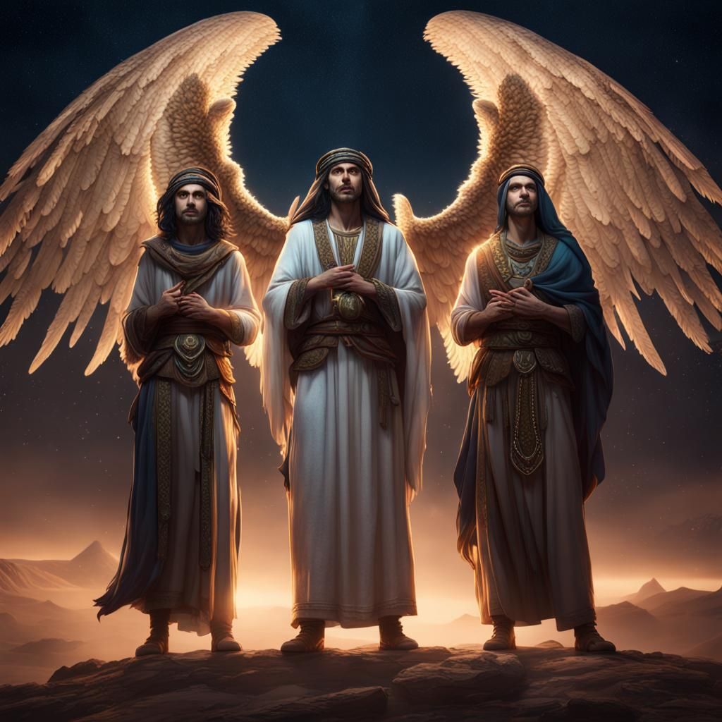 Middle Eastern Shepherds See Angel in Night Sky