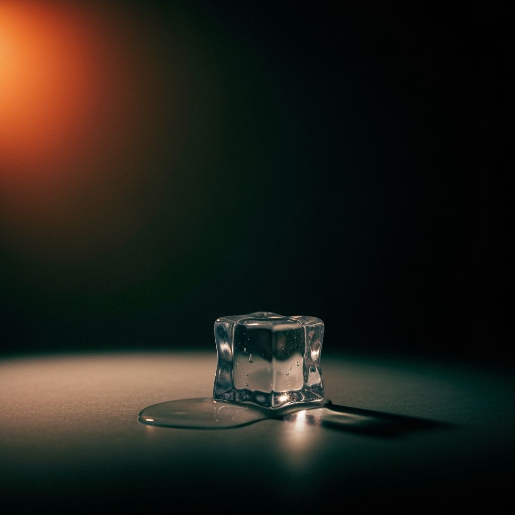 Melting Ice Cube in Vintage Film Noir Style