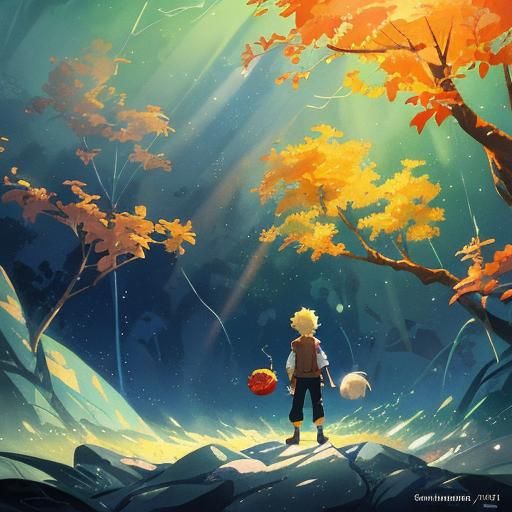 Scaled Boy with Orange Eyes in Anime Style