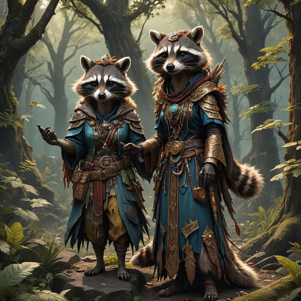Anthropomorphic Raccoon Druid Fantasy Concept Art